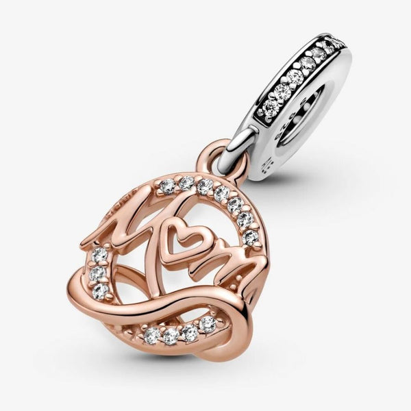 Rose  Charm-Anhänger Mum Zweifarbig Sterling-Silber