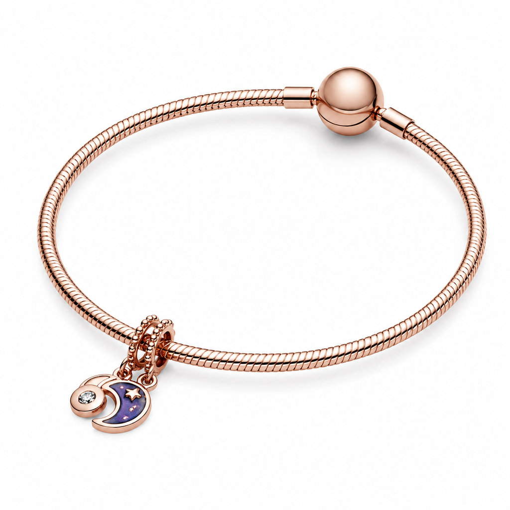 Charm-Anhänger Yin & Yang Funkelnder 14k Rosé Vergoldet
