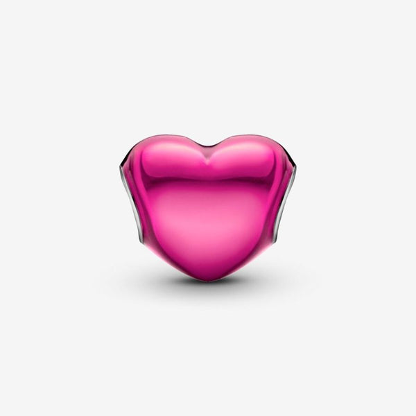 Charm Rosa Metallic-Herz Sterling-Silber