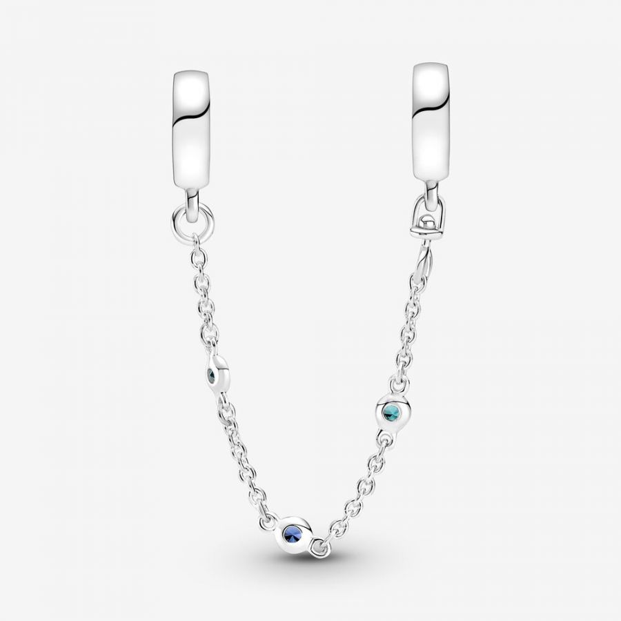 Komfortkette Drei Blaue Steine Sterling-Silber 5 cm