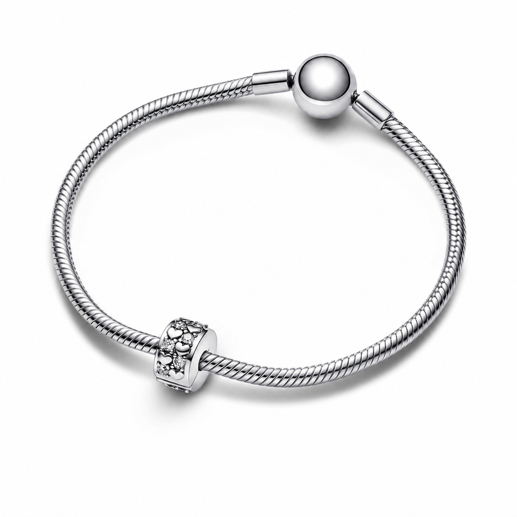 Charm Clip Funkelnder Unendlichkeit Herzen Sterling-Silber