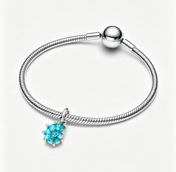 Blaue Murano-Glas Meeresschnecke Charm-Anhänger Sterling-Silber