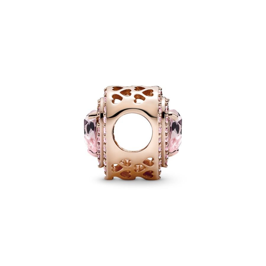 Charm Funkelndes Mehrstufiges Herz 14k Rosé Vergoldet