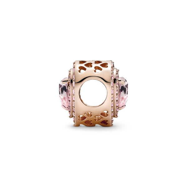 Charm Funkelndes Mehrstufiges Herz 14k Rosé Vergoldet
