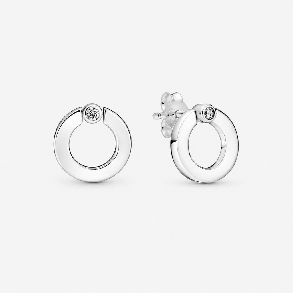 Ohrringe Ohrstecker Pavé & Logo Kreis Beidseitig Tragbar Sterling-Silber