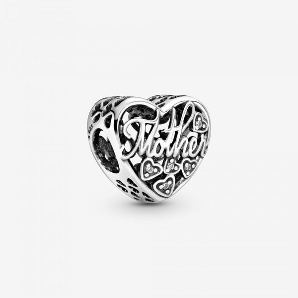 Charm Offen Gearbeitet Mutter und Sohn Sterling-Silber