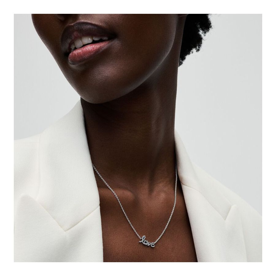 393076C01 Collier-Halskette Funkelndes Handgeschriebenes Love Silber Zweitbild