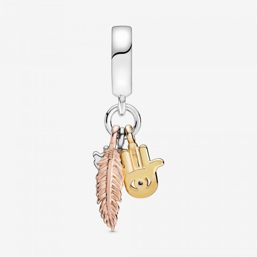 Rose  Charm-Anhänger Hand der Fatima Auge der Vorsehung