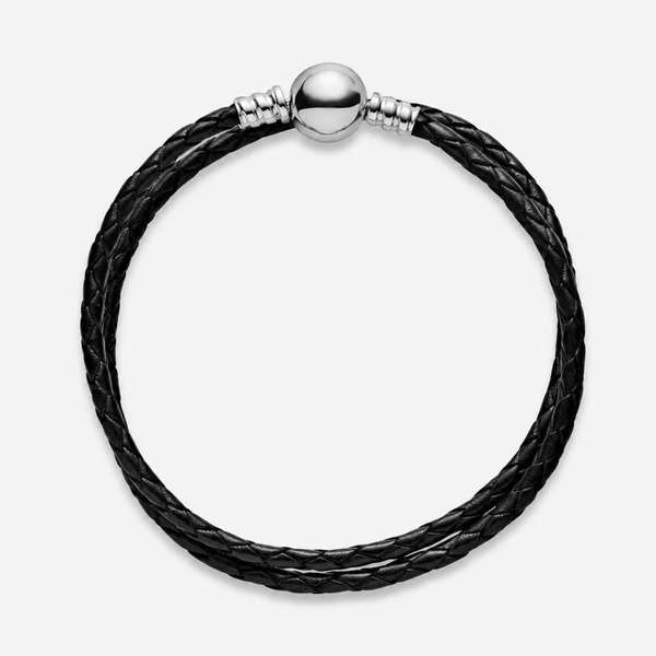 Lederarmband Moments Zweifach Gewickelt Silber