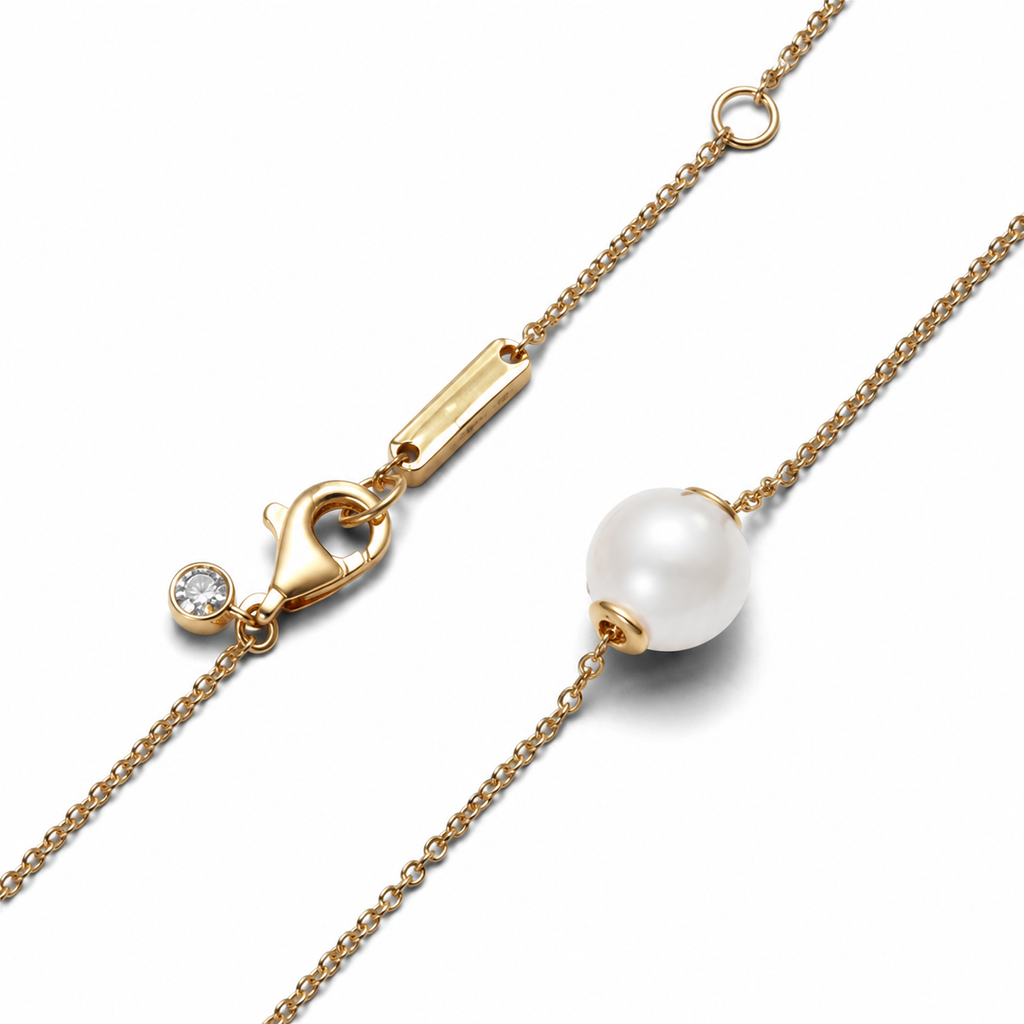 363167C01 Kette Collier Süßwasserzuchtperle Vergoldet