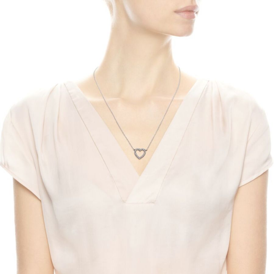 590534CZ Kette Anhänger Herz Sterling-Silber 45 cm