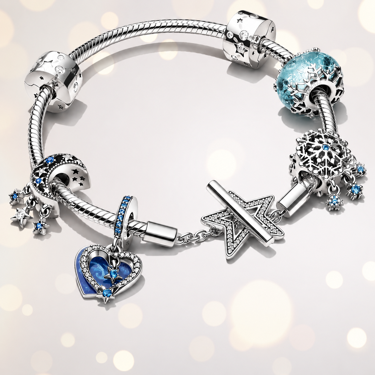 Charm-Anhänger Schneeflocke Schneekugel Sterling-Silber
