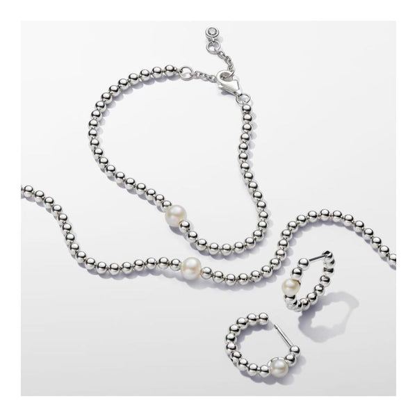 Armband Süßwasserzuchtperle & Kugeln Silber