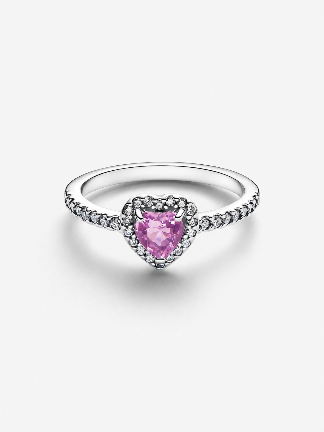 Erhabenes Hellviolettes Herz Ring Sterling-Silber