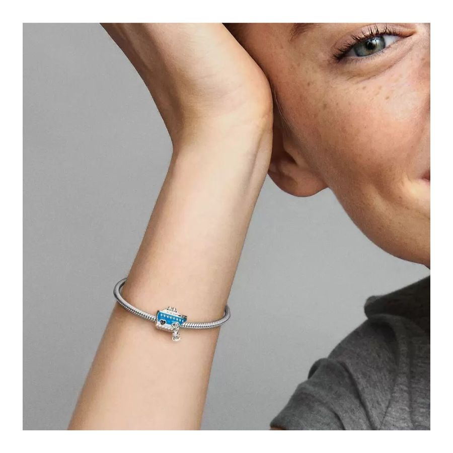 Charm Ankerndes Kreuzfahrtschiff Blau Sterling-Silber Zweitbild