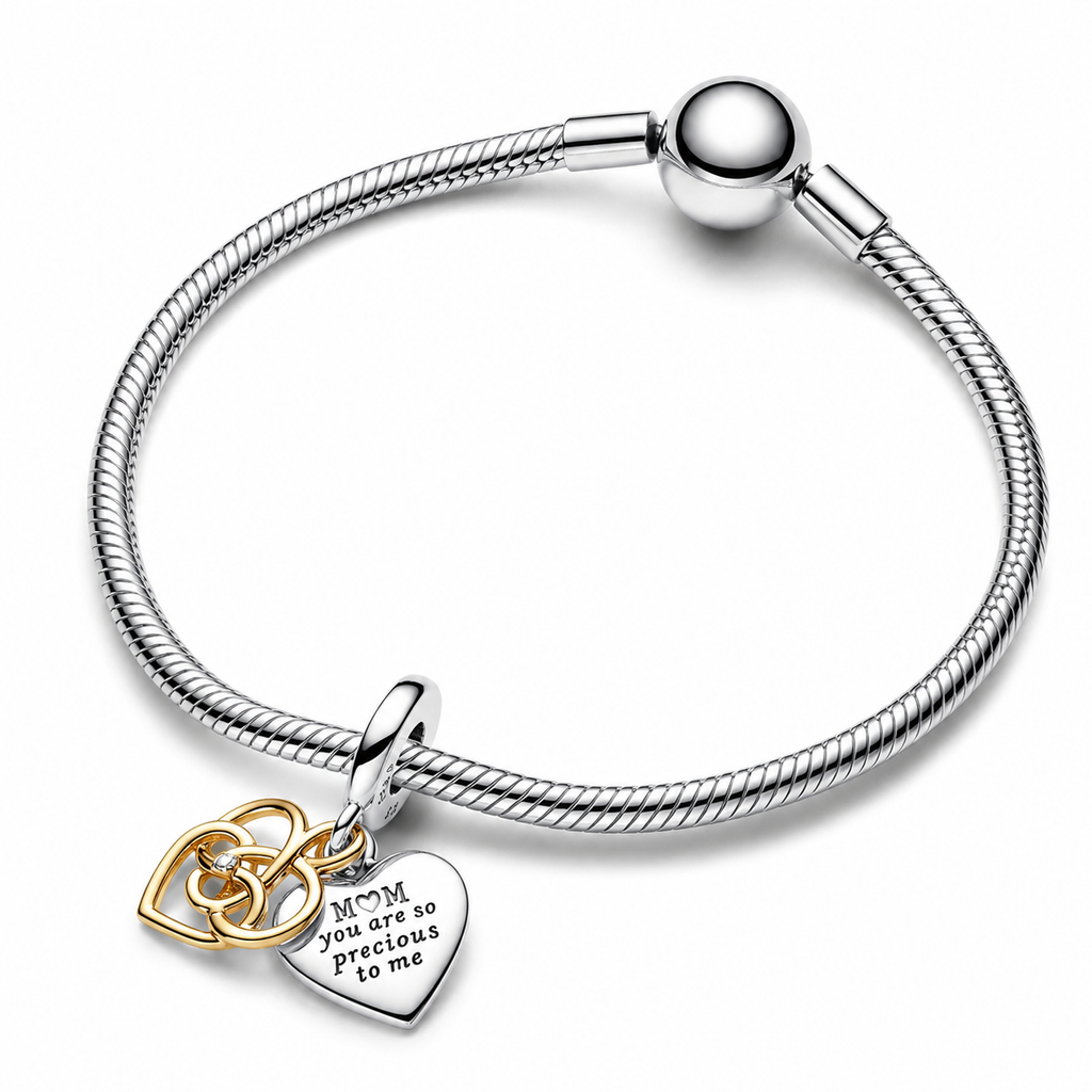 Charm-Anhänger Mama Diamant Gravierbar Silber Gold
