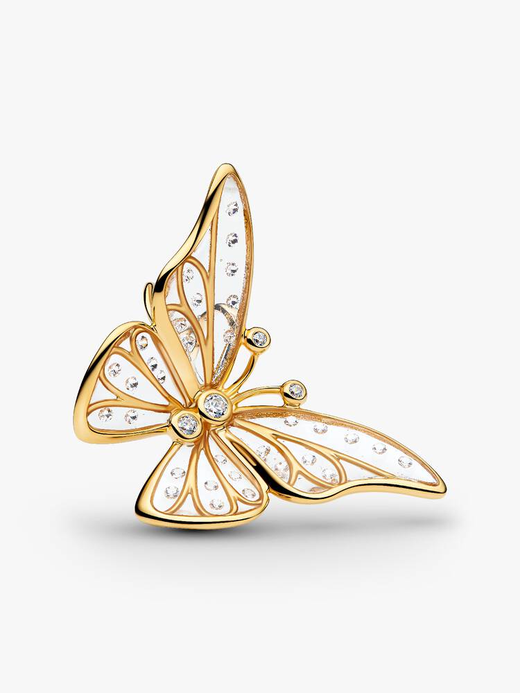 Großes Schmetterling Offen gearbeitetes Charm 14 Karat Vergoldung Hauptbild