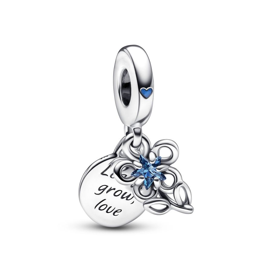 Doppelter Charm-Anhänger Blühende Blume Sterling-Silber