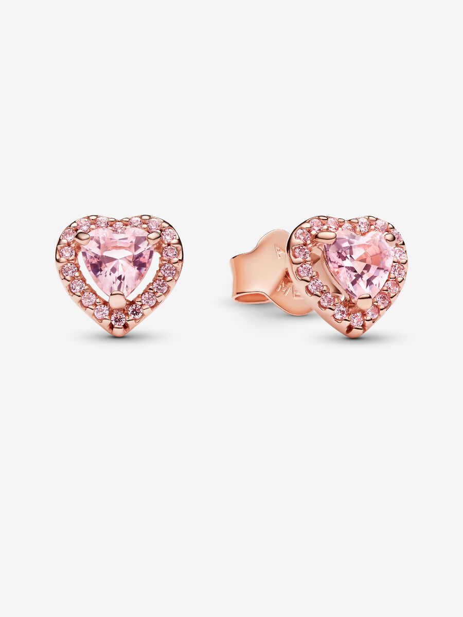 Rosafarbenes erhabenes Herz Ohrstecker 14 Karat rosévergoldet Hauptbild