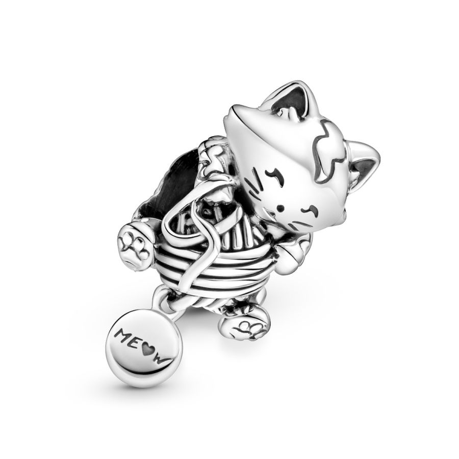 Charm Kätzchen und Garnknäuel  Sterling-Silber