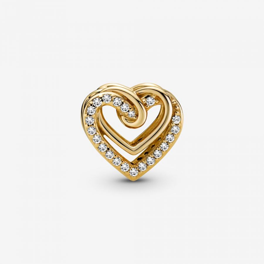 Charm Funkelnde Verschlungene Herzen 14k Vergoldet