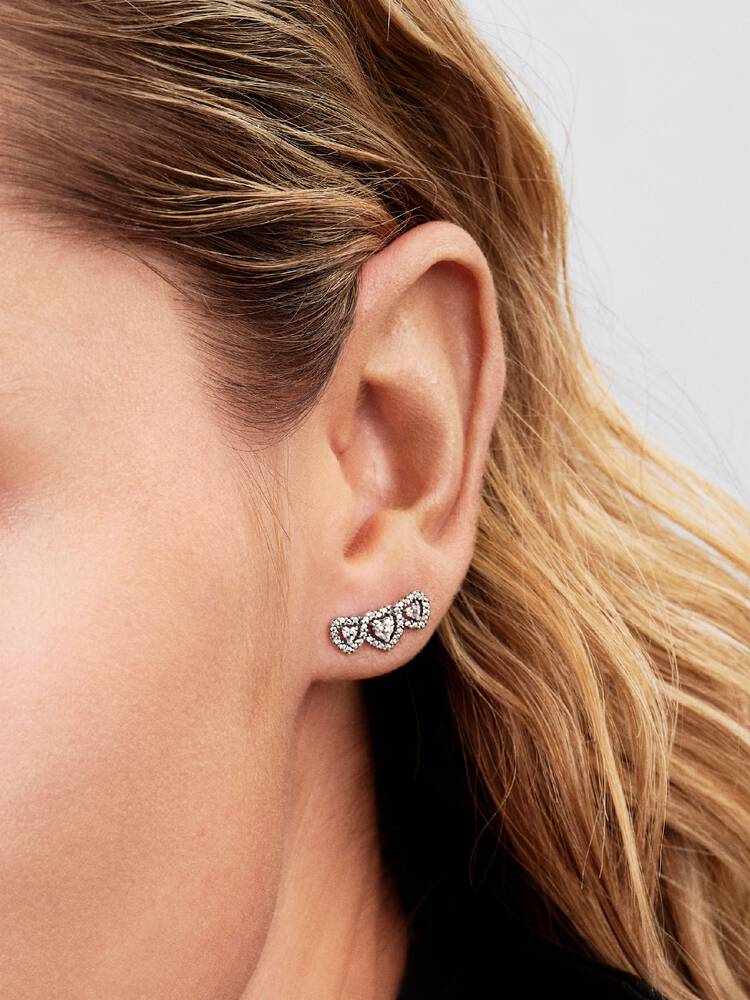 Strahlenkranz Herz Trilogie Ohrstecker Sterling-Silber