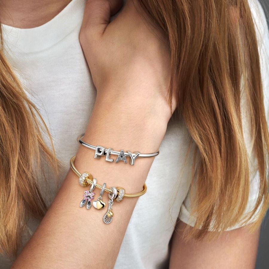 Charm Clip Funkelnder Unendlichkeit Herzen Sterling-Silber