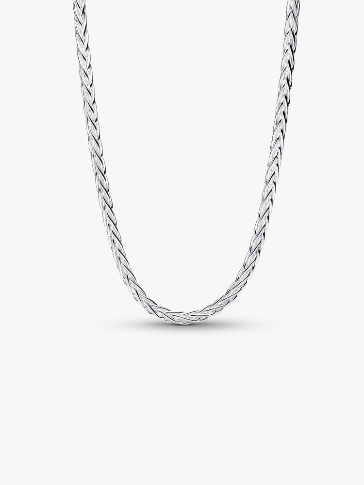 Fuchsschwanz-Charm-Halskette mit Pavé-Verschluss Sterling-Silber