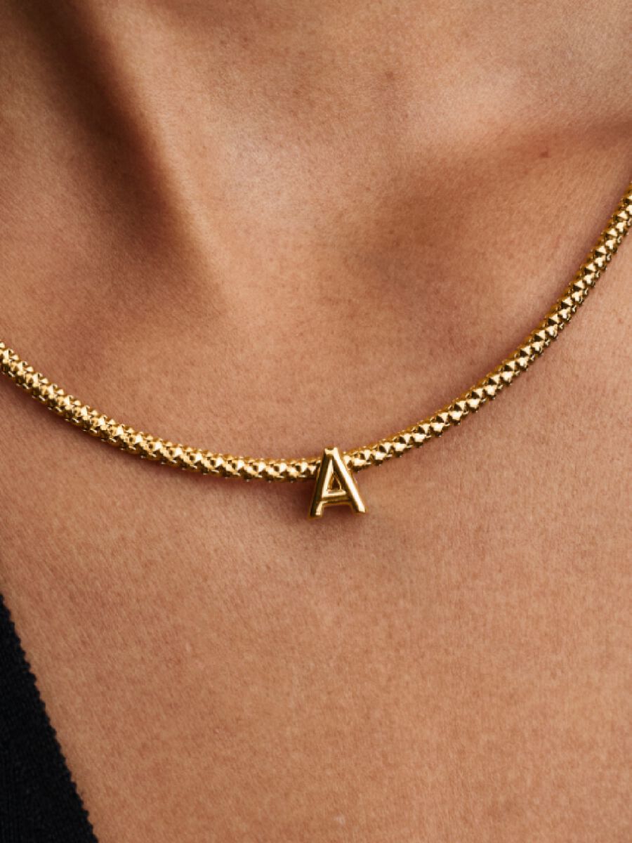 Buchstabe A Alphabet-Mini-Charm 14 Karat Vergoldung Zweitbild