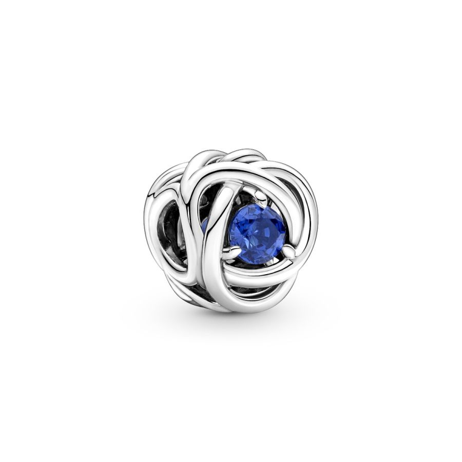Charm September Geburtsstein Blauer Ewigkeitskreis Silber