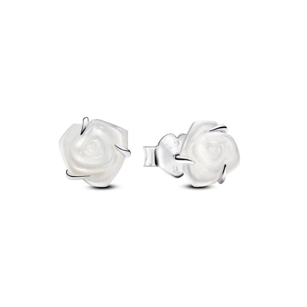 Ohrstecker Weiße Blühende Rose Sterling-Silber