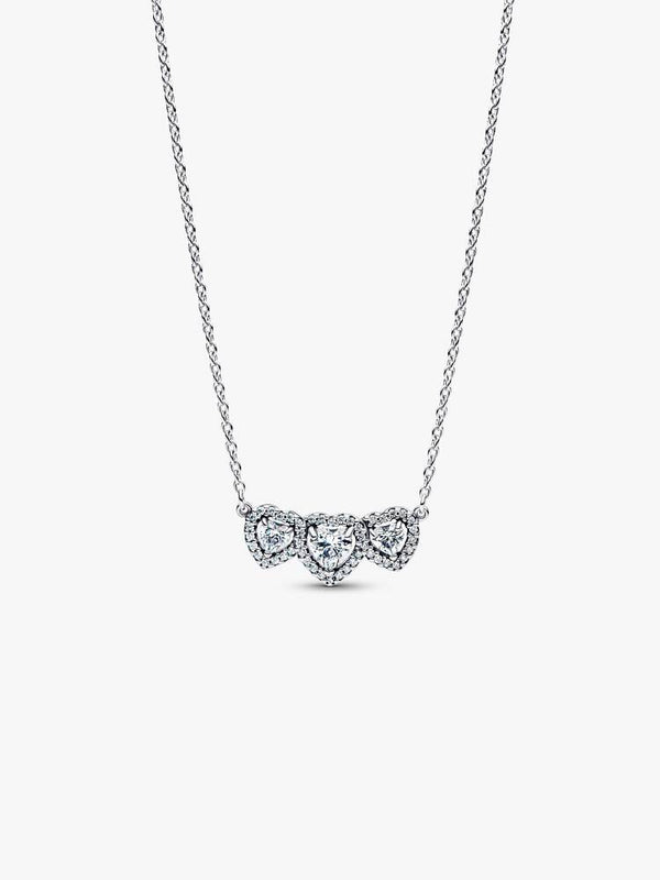 Strahlenkranz Herz Trilogie Collier-Halskette Sterling-Silber