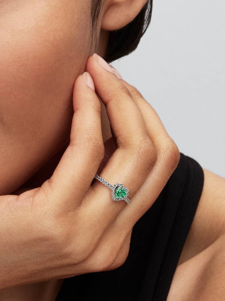 Erhabenes Mintgrünes Herz Ring Sterling-Silber