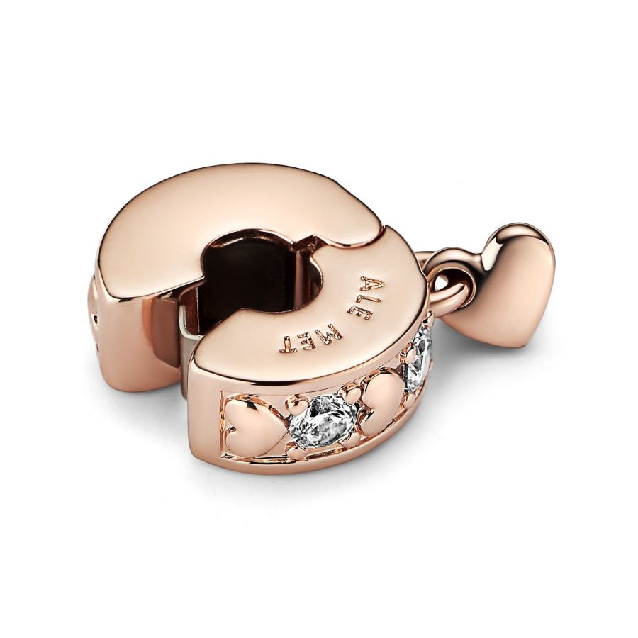 Charm-Anhänger Funkel Unendlichkeit Herzen 14k Rosé Vergoldet