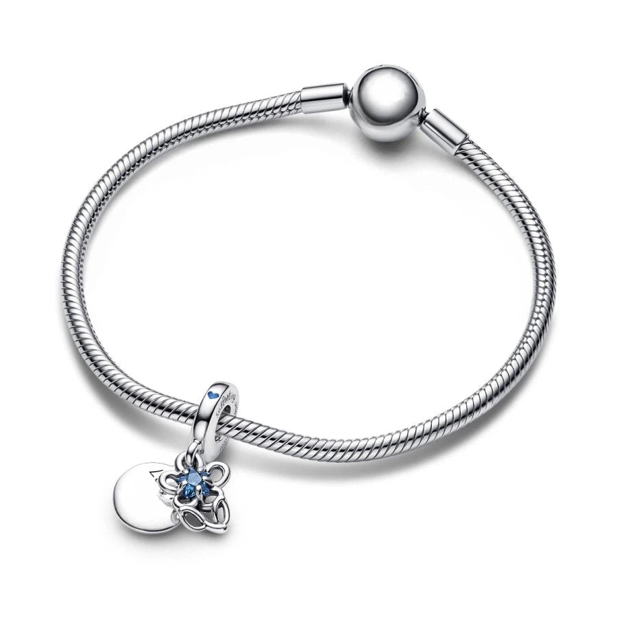 Doppelter Charm-Anhänger Blühende Blume Sterling-Silber