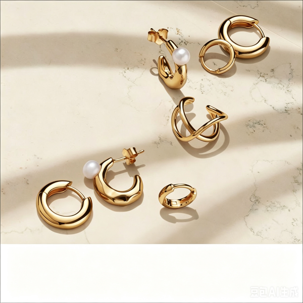 Essence Ohrringe Kreis und Perle Barock Vergoldet