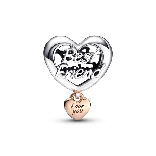 Charm Herz Love Best Friend Sterling-Silber 14k Rosé Vergoldet