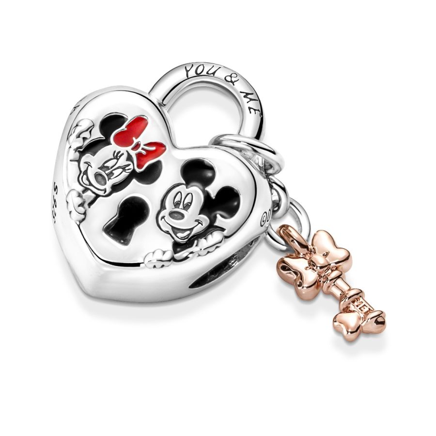 Charm Micky Maus & Minnie Maus Vorhängeschloss Silber