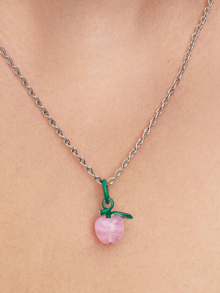 Rosafarbener Apfel Murano-Charm Sterling-Silber