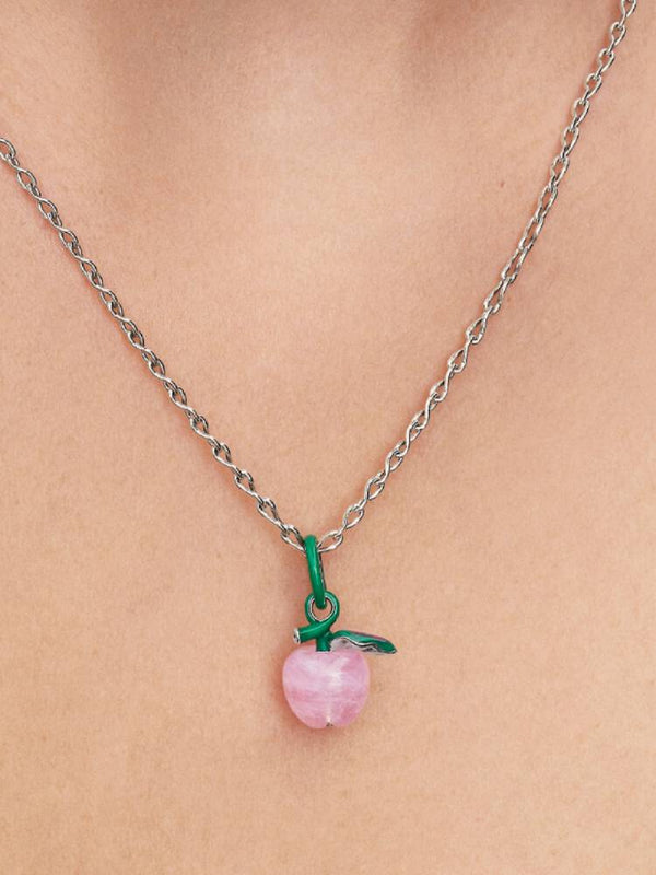Rosafarbener Apfel Murano-Charm Sterling-Silber