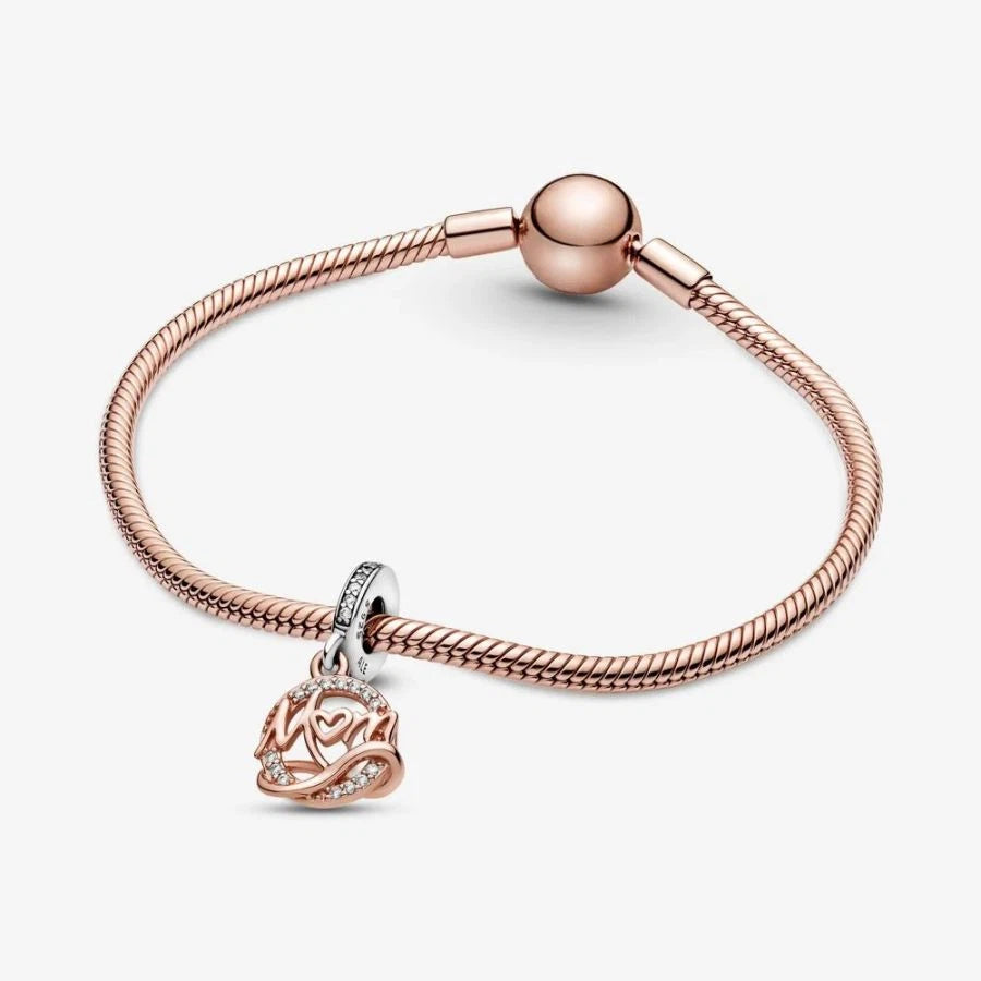 Rose  Charm-Anhänger Mum Zweifarbig Sterling-Silber
