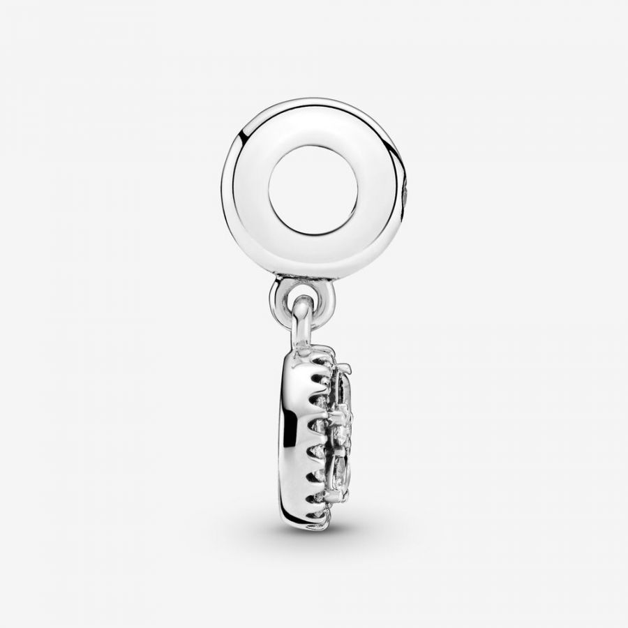 Charm-Anhänger Funkelnder Schneeflocke Kreis Silber Zweitbild