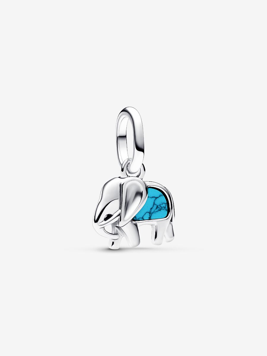 Türkisfarbener Elefant Mini-Charm-Anhänger Sterling-Silber Hauptbild