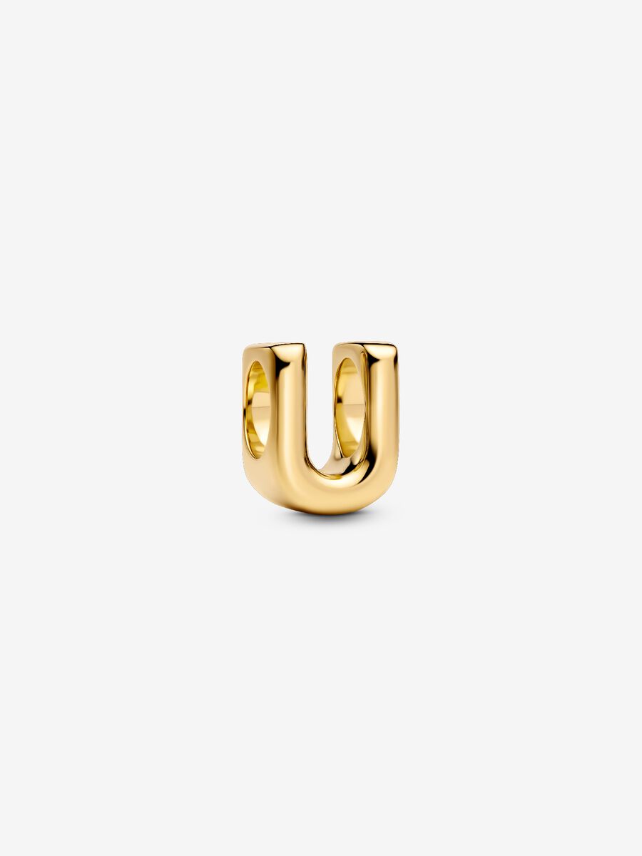 Buchstabe U Alphabet-Mini-Charm 14 Karat Vergoldung