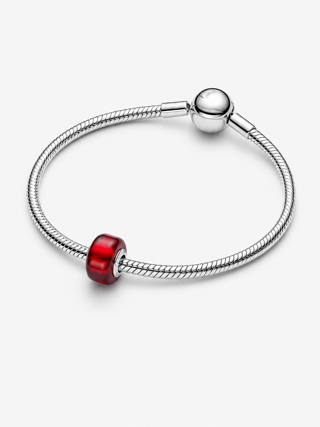 Rotes Murano-Glas-Charm Sterling-Silber