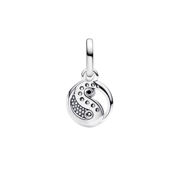 Mini-Charm-Anhänger Funkelnder Yin & Yang Silber
