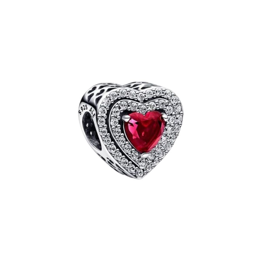 Charm Funkelndes Mehrstufiges Rotes Herz Sterling-Silber Hauptbild