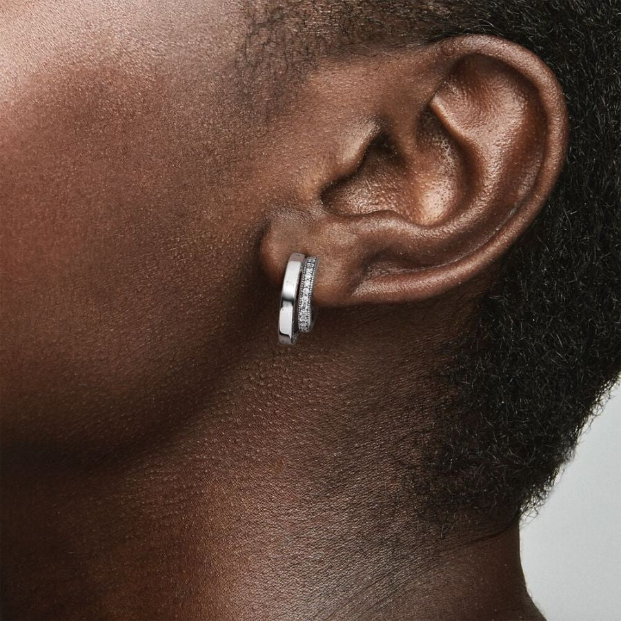 Ohrringe Pavé Doppelt Sterling-Silber