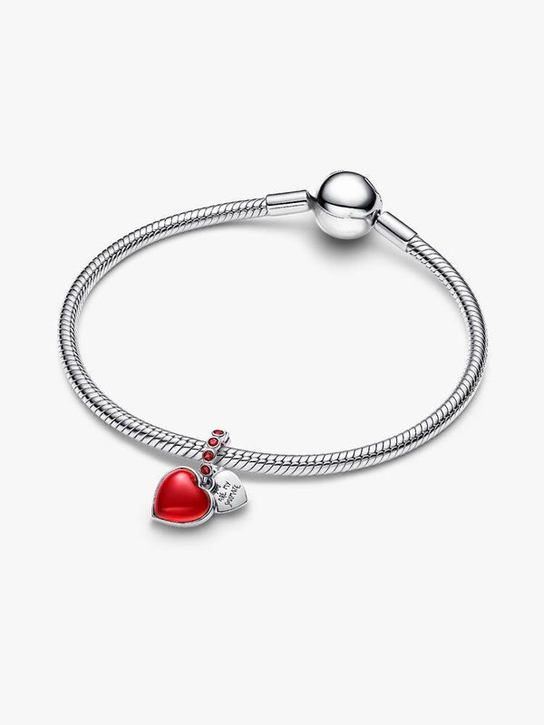Rotes Murano-Glas Herz Doppel-Charm-Anhänger Sterling-Silber