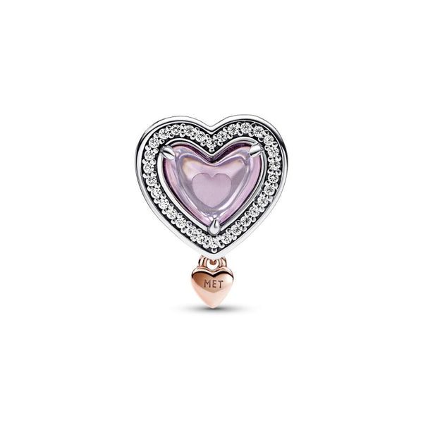 Charm Offen Gearbeitetes Mum & Herz Silber Rosévergoldet